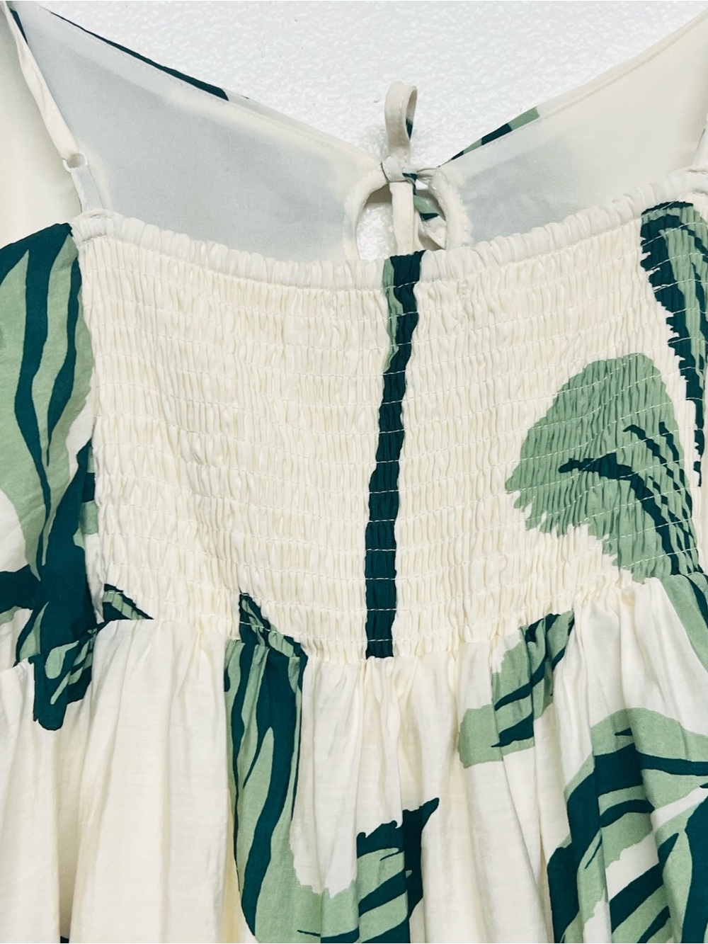 Nine West Tropical Leaf Print Sundress Size L Adjustable Straps Summer Dress - Picture 6 of 11